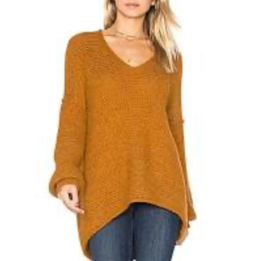 Free People Gossamer alpaca wool blend oversized sweater, terracotta. Small